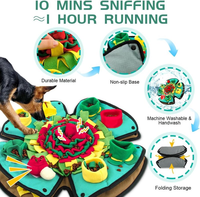 AWOOF Snuffle Mat for Dogs,19" x 19" Interactive Dog Puzzle Toys Encourages Natural Foraging Skills,Durable Dog Feeding Mat for Boredom and Mental Stimulation for Large, Medium and Small Dogs - Image 2